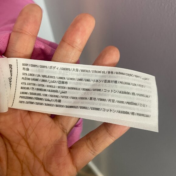 Abercrombie & Fitch Emerson Linen-Blend Puff Sleeve Midi Dress in Pink Size S - Picture 10 of 12